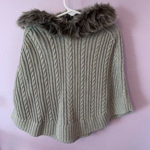 Gap Toddler Girl’s Sweater Poncho with Fur Hood